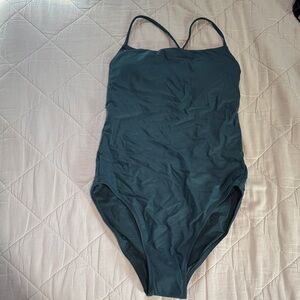 Girlfriend Collective Deep Teal One-Piece Swimsuit